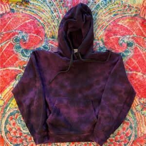 rag & bone city tie dye hooded sweatshirt black purple tie-dye hoodie